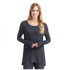 Cuddl Duds Marled Dark Charcoal Soft Knit Long Sleeve Tunic, Large Size 14-16
